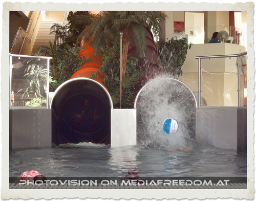 Wasserrutsche - Ankunft