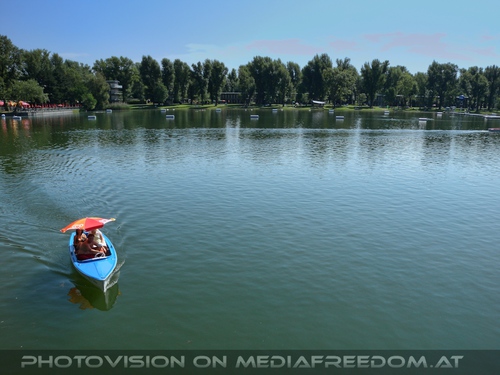 Blick �ber die alte Donau zum Weststrand