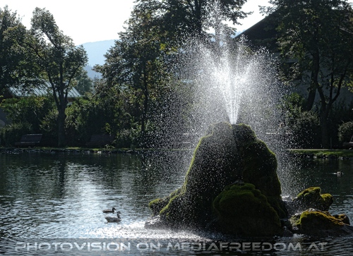 Springbrunnen im Teich von Puchberg