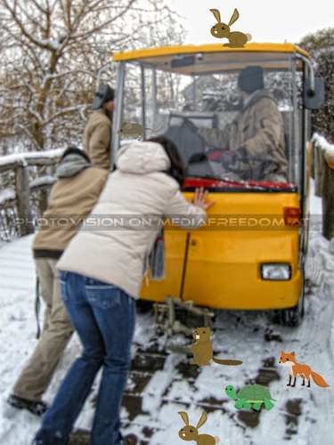 Tierpfleger Wagen Schub hop hop