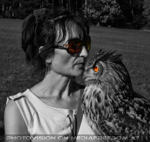 Falknerin im Uhublick