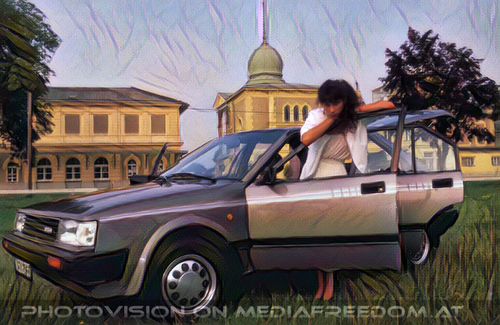 In love with her car 02