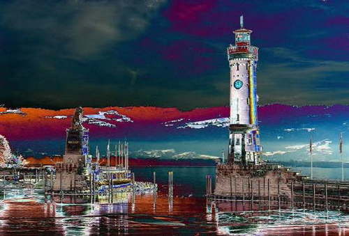Lindau Hafen: L�we + Turm