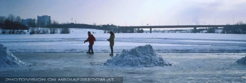 Eislaufen auf der neuen Donau